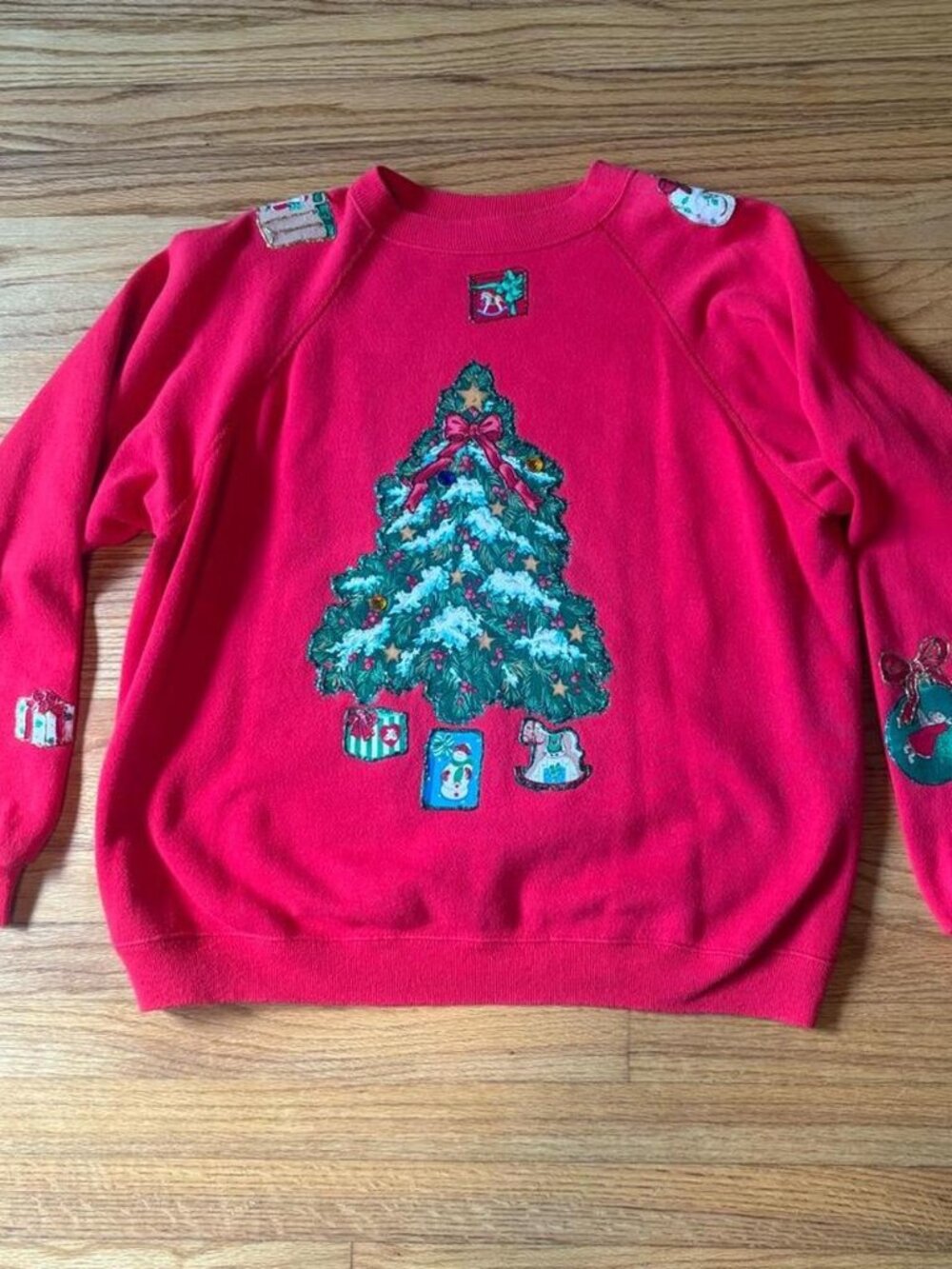 Vtg 80s 90s Handmade Puffy Paint Christmas Sweatshirt XL